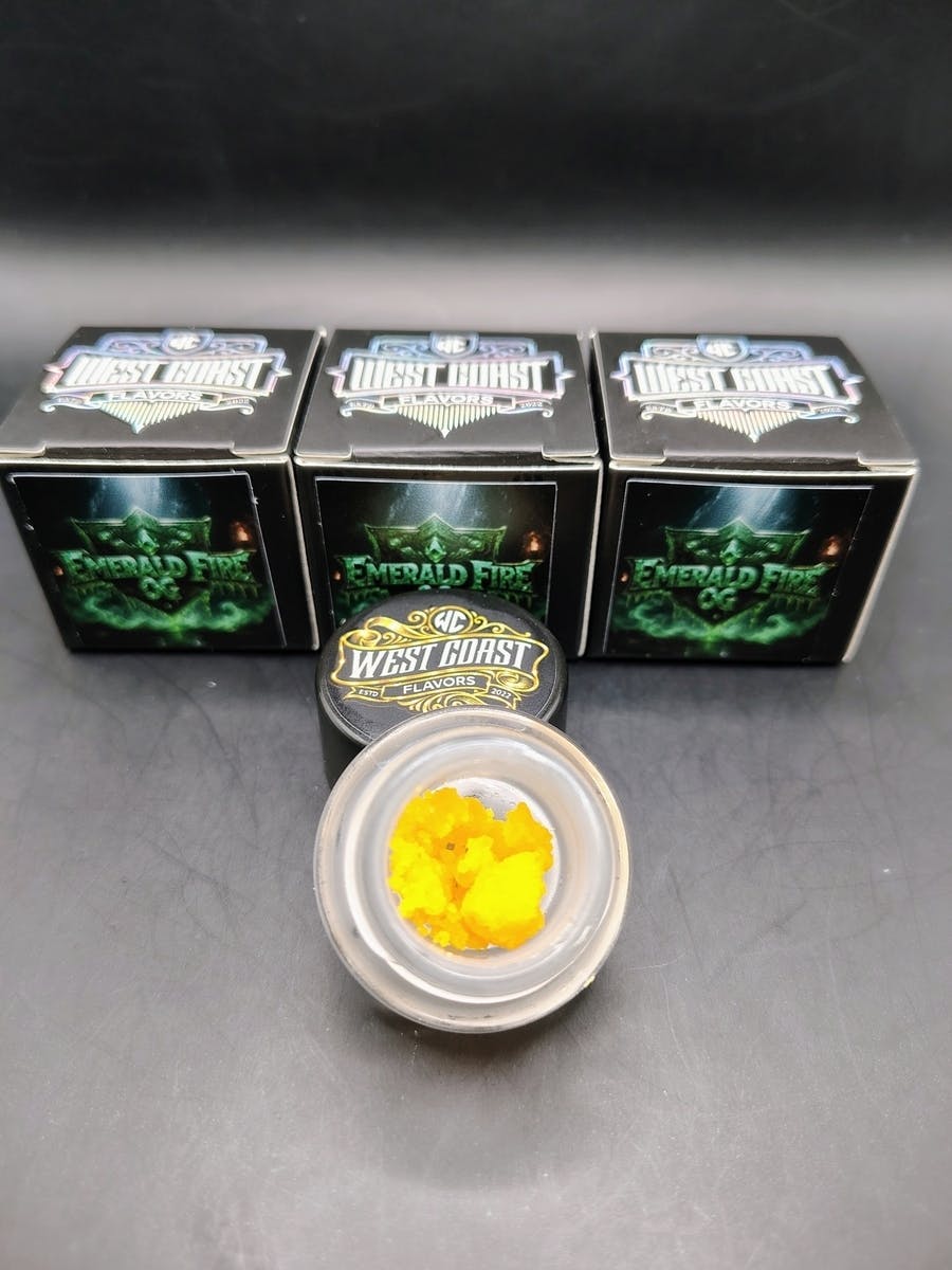 West Coast Flavors | Emerald Fire OG | THC: 71.27% TERPS: 8.30% 1G Live Resin Badder