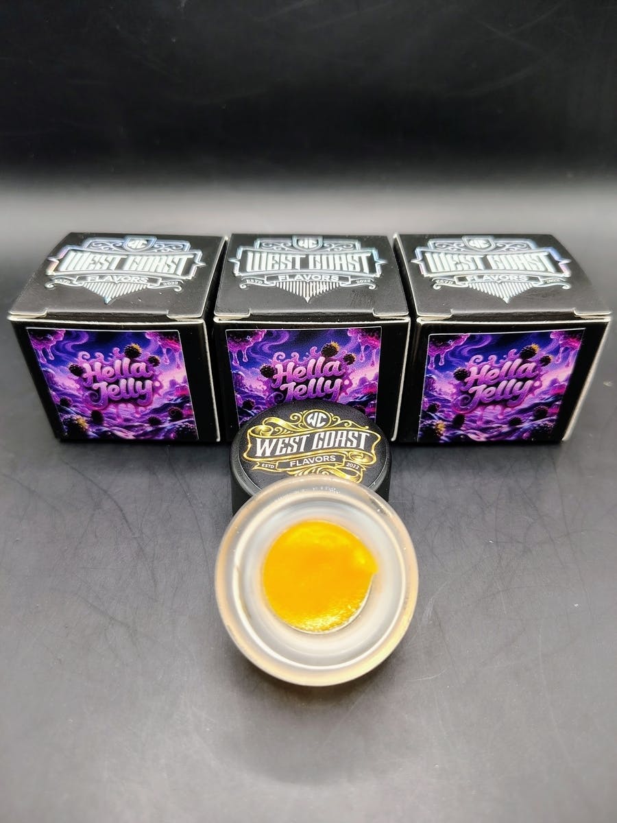 West Coast Flavors | Hella Jelly | THC: 65.37% TERPS: 13.83% 1G Live Resin Badder