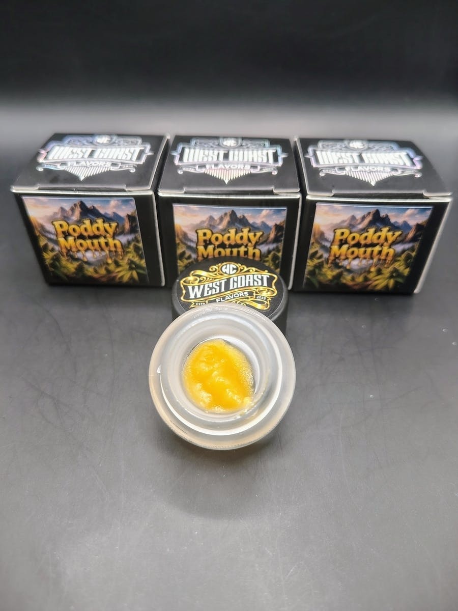 West Coast Flavors | Poddy Mouth | THC: 67.57% TERPS: 7.27% 1G Live Resin Badder