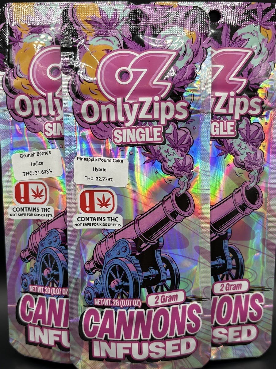 OnlyZips | Pineapple Pound Cake | THC: 32.77% TERPS: 2.55% | 2G Infused Pre-roll (Tax Included)