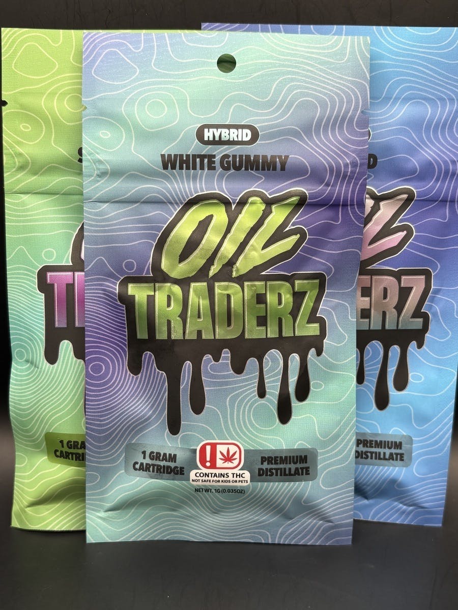 Oil Traderz | White Gummy | THC: 80.76% TERPS: 6.48% | 1G Distillate Cart (Tax Included)