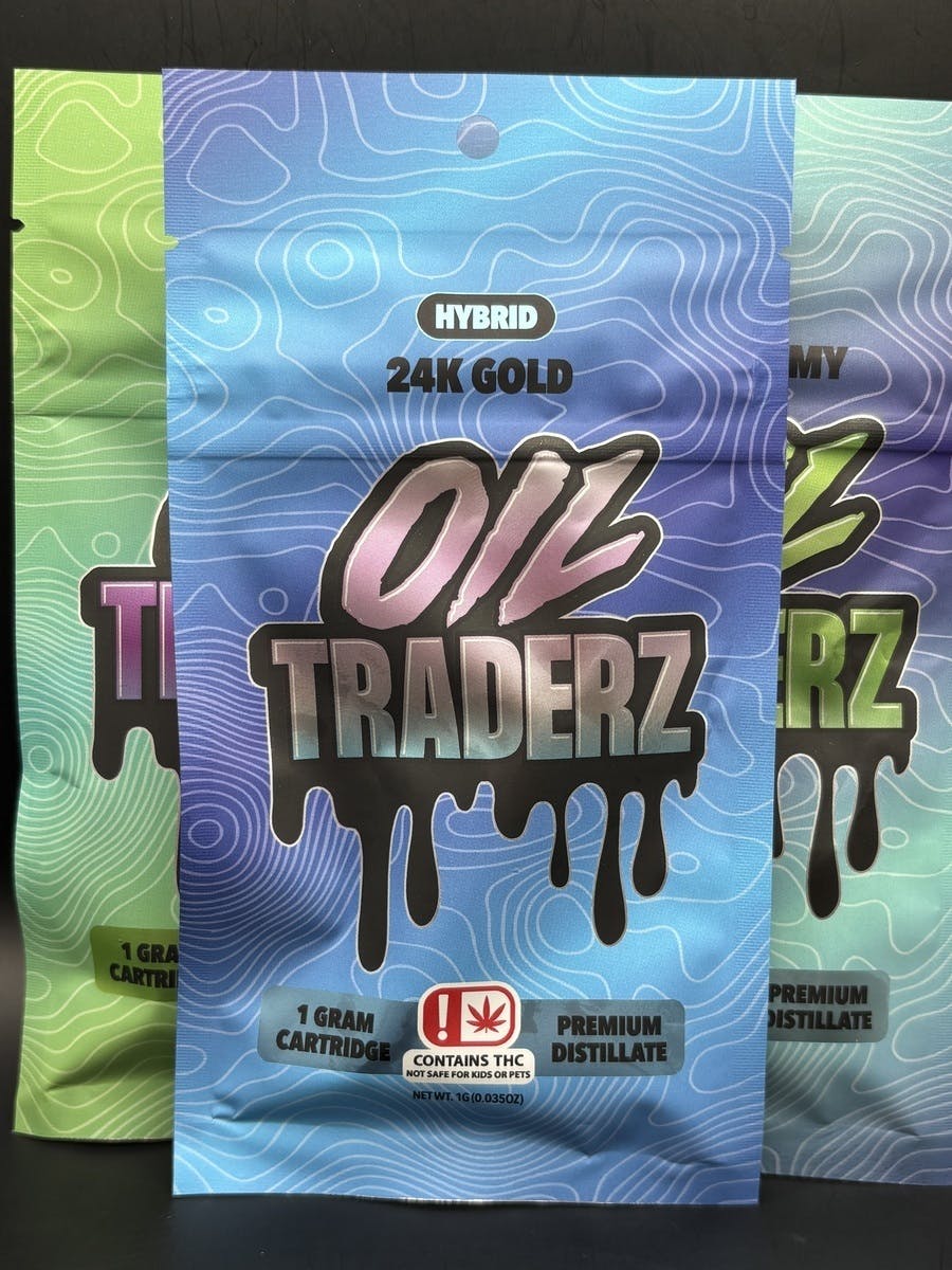 Oil Traderz | 24k Gold | THC: 86.62% TERPS: 4.21% | 1G Distillate Cart (Tax Included)