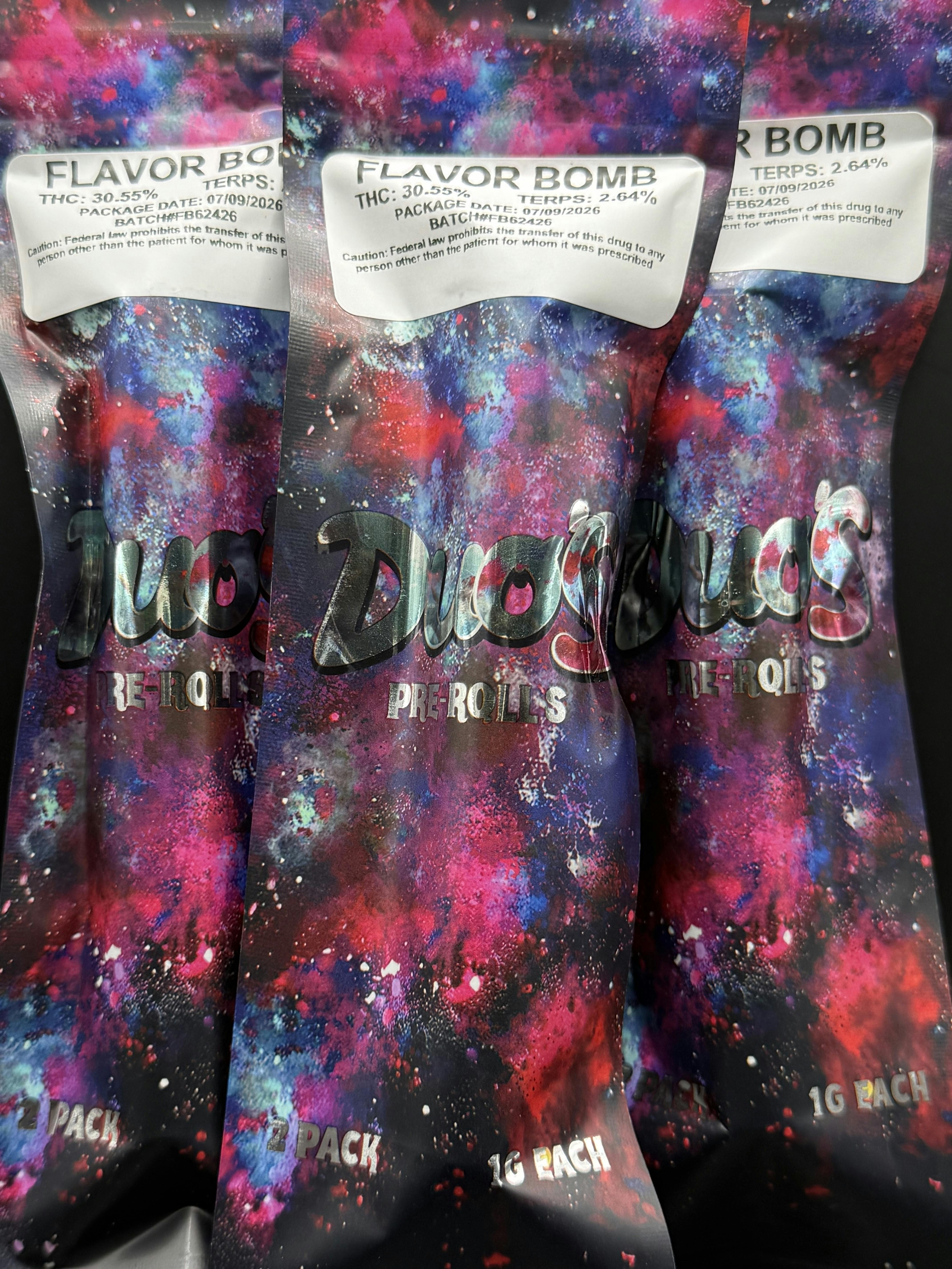 Duo's | Flavor Bomb | THC: 30.55%TERPS: 2.64% | 2PK 1G Pre-roll (Tax Included)