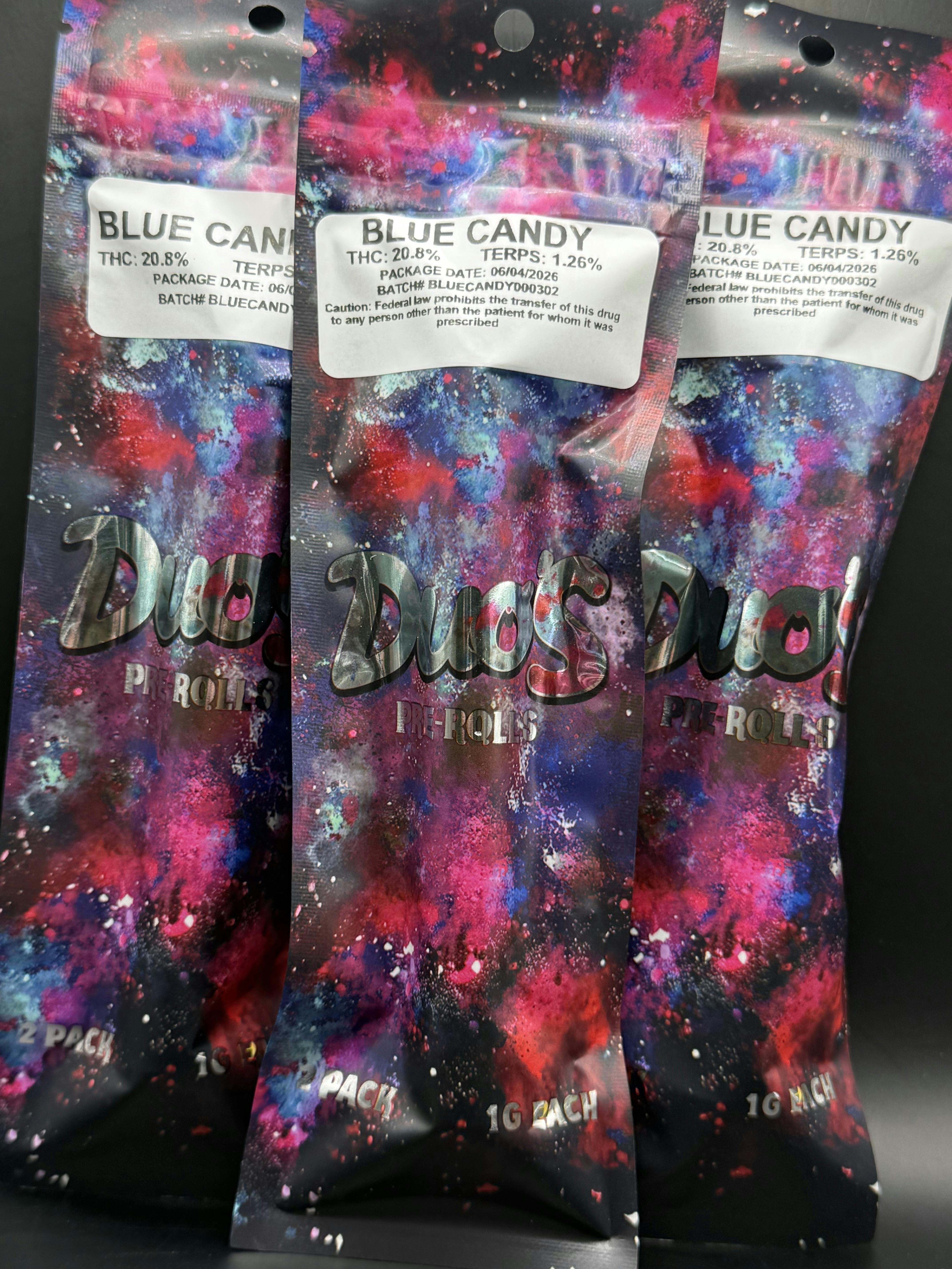 Duo's | Blue Candy | THC: 20.8%TERPS: 1.26% | 2PK 1G Pre-roll (Tax Included)