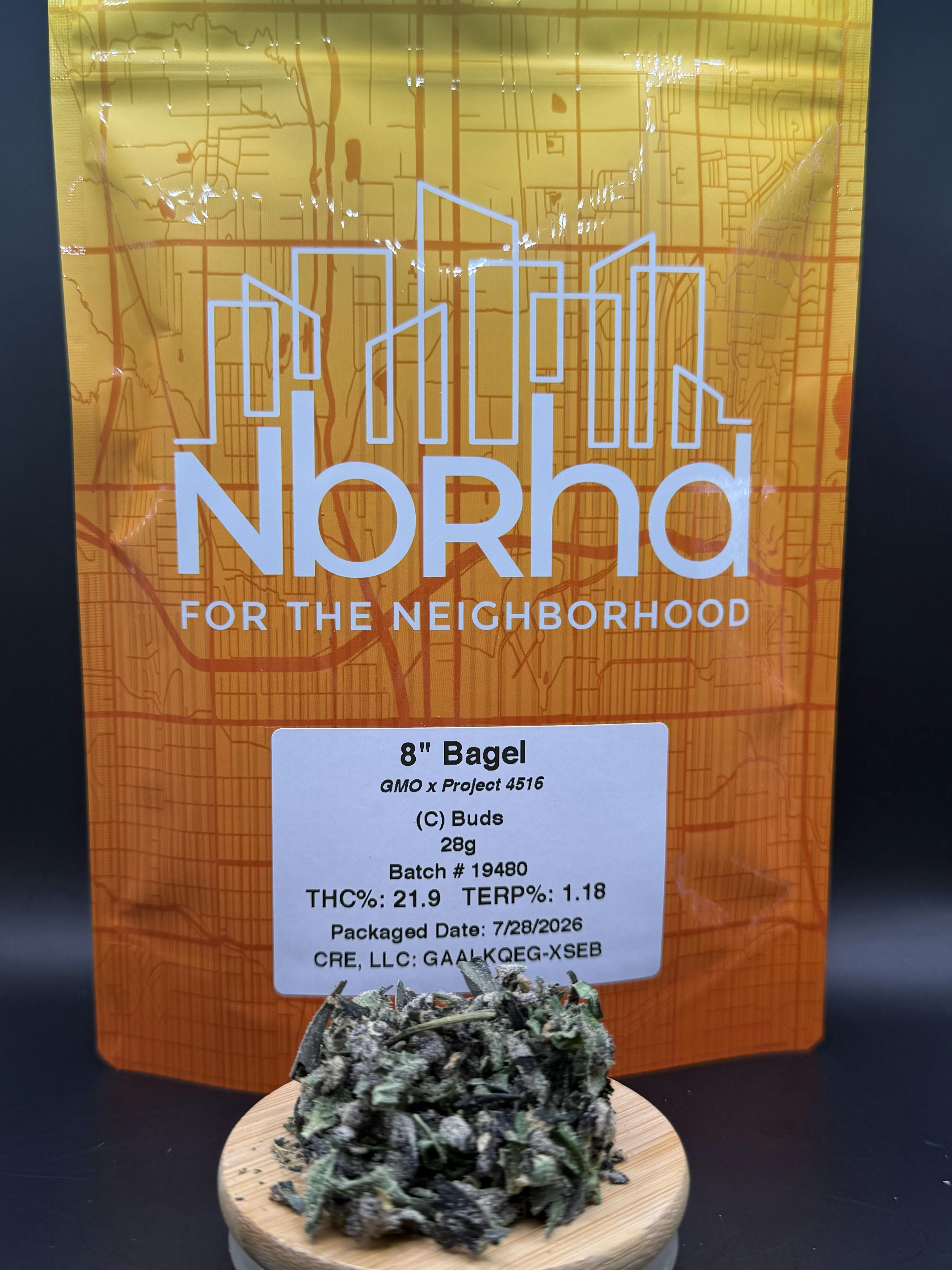 NBRHD | 8 Inch Bagel (PRE-PK SHAKE OZ) | THC: 21.9% TERPS: 1.18% (Tax Included)