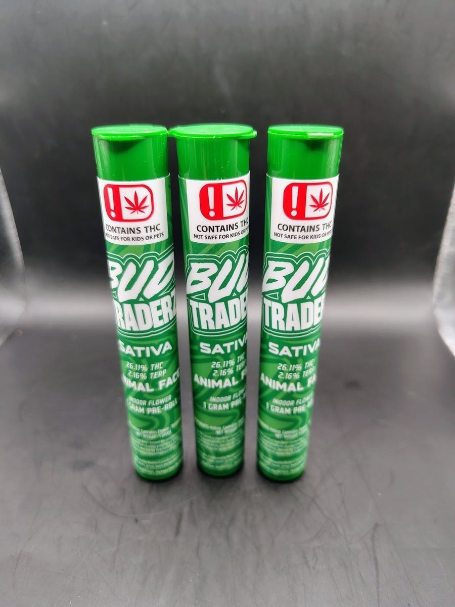 Bud Traderz | Animal Face | THC: 26.11% TERPS: 2.16% | 1g Flower Pre-roll | $3 (Tax Included)