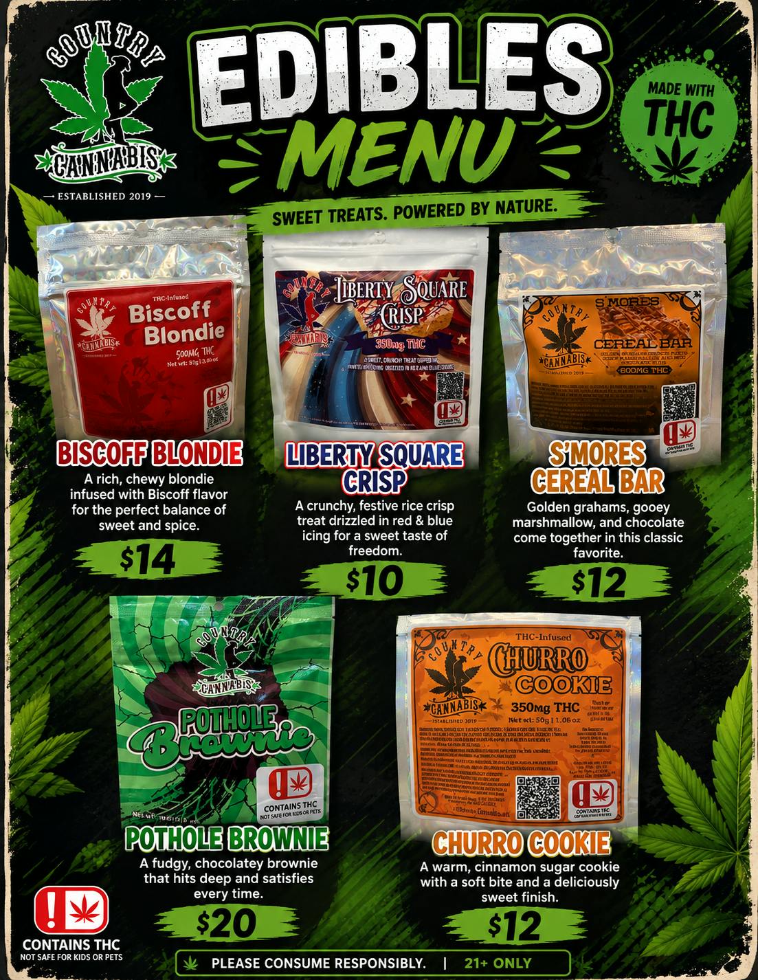 Country Cannabis | Churro Cookie | THC: 350MG ( Tax Included)