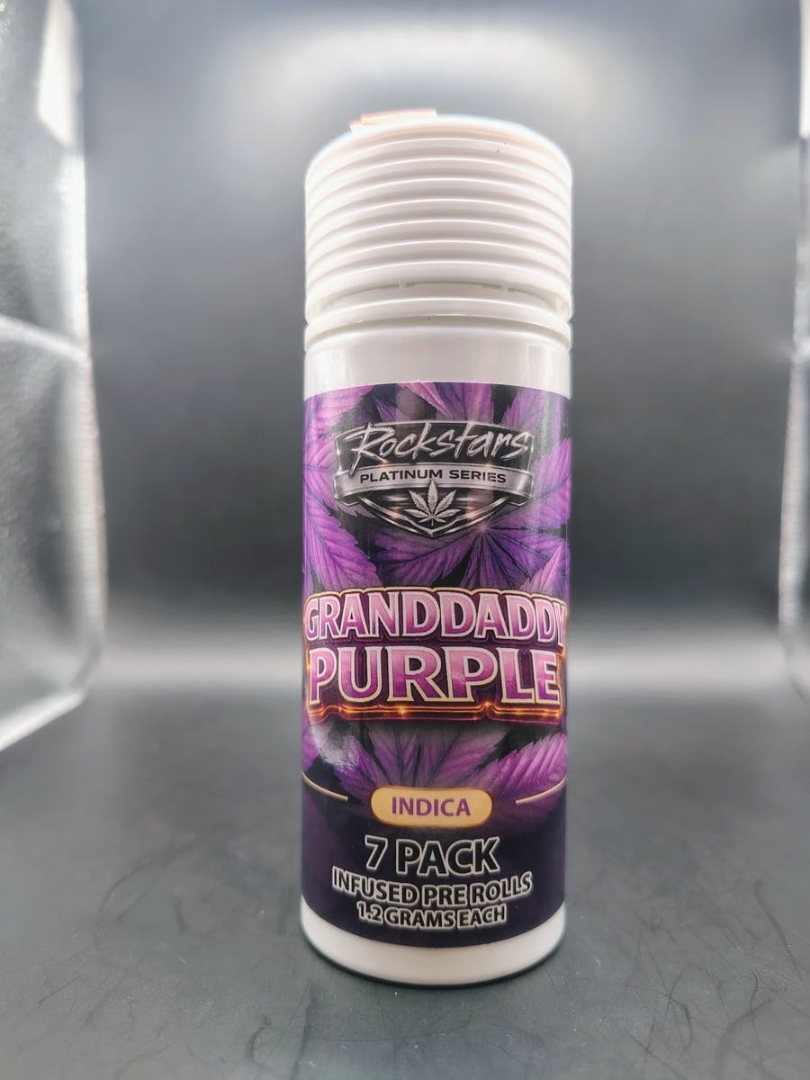 Rockstars | GRANDADDY PURPLE | THC: 36.60% TERPS: 3.23% | 7pk, 1.2G Infused Pre-roll (Tax Included)