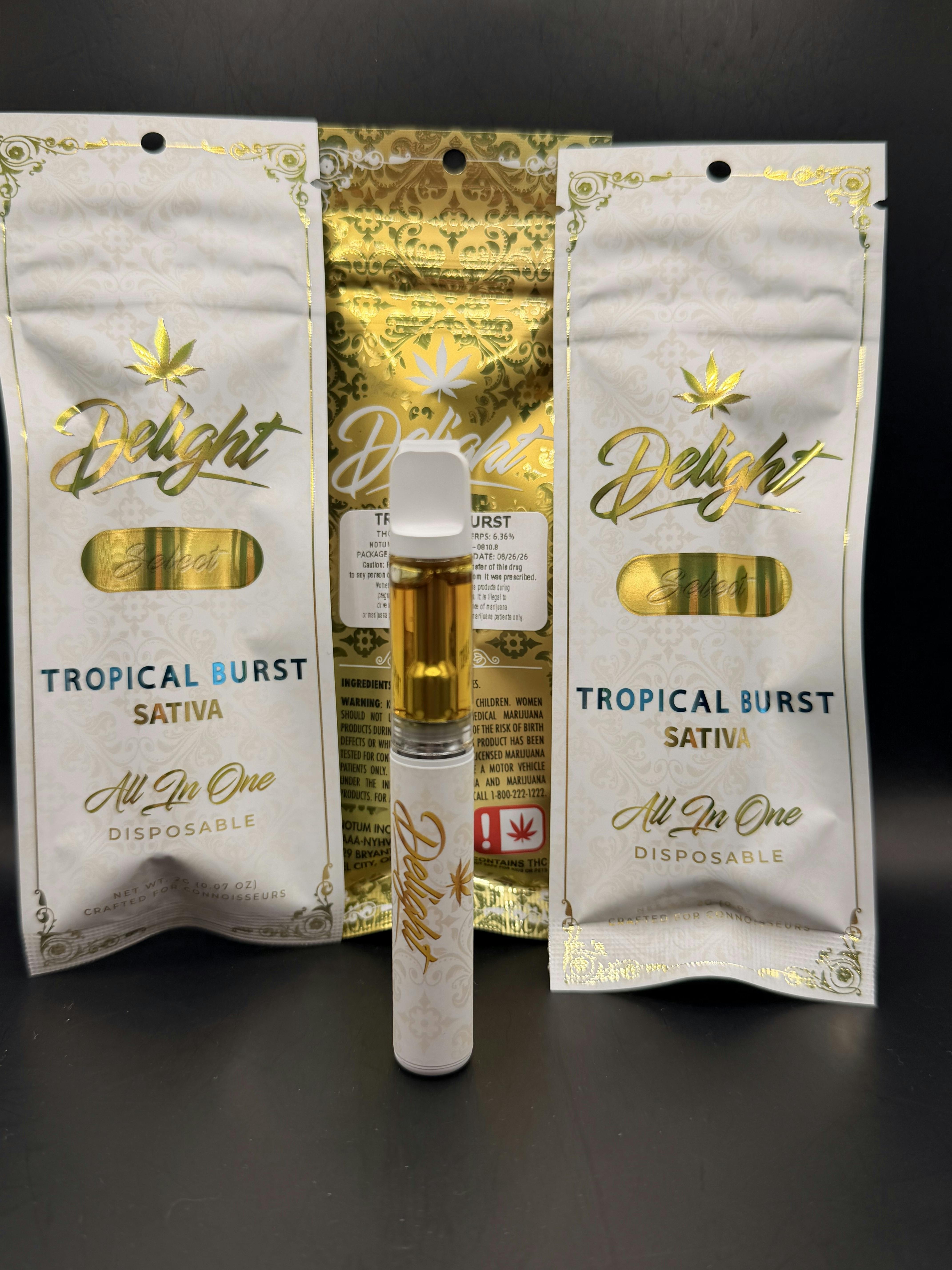 Delight | Tropical Burst | THC: 84.6% TERPS: 6.36% | 2g Dist. Dispo. (Tax Included)