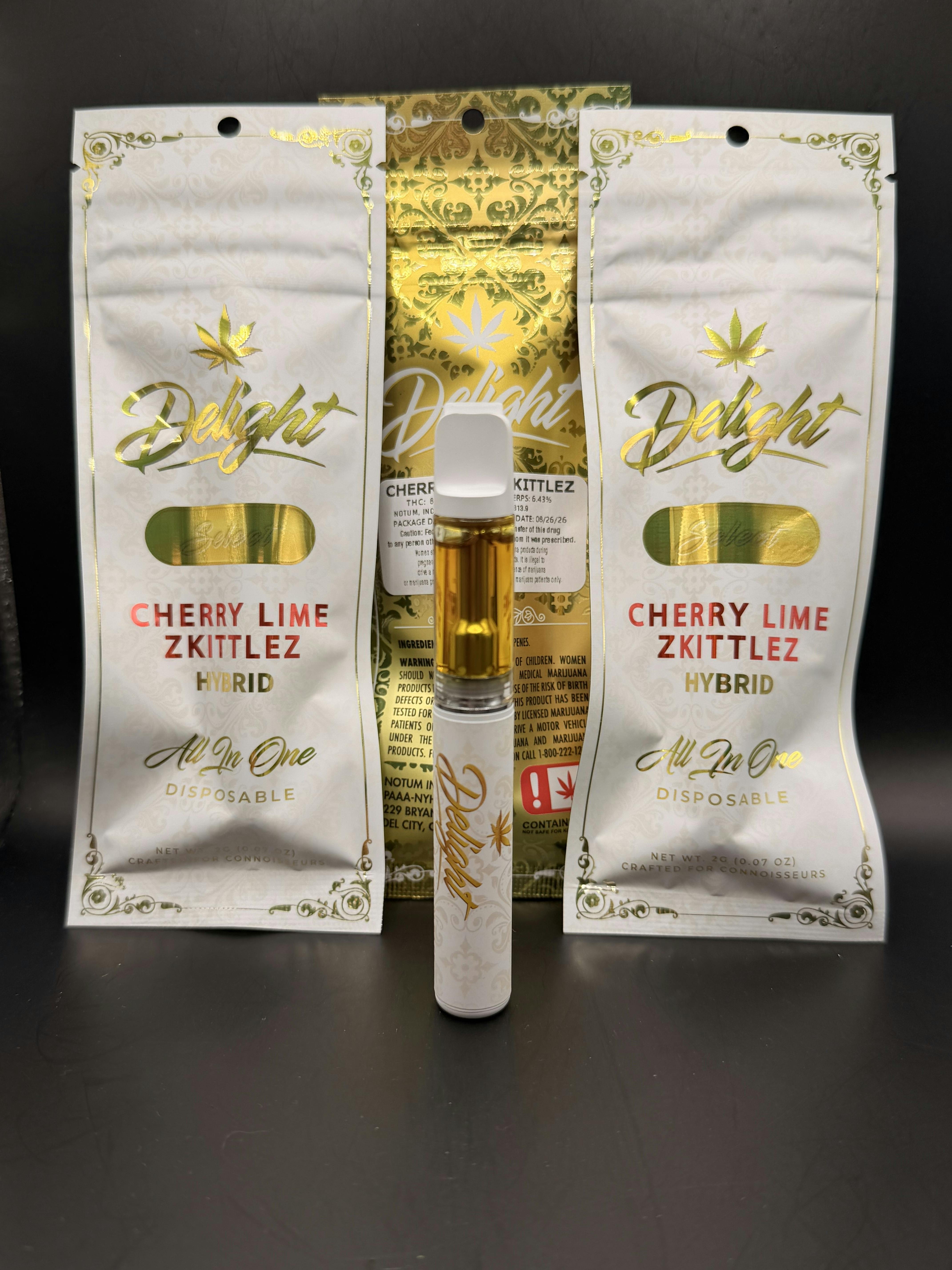 Delight | Cherry Lime Zkittlez | THC: 84.6% TERPS: 6.36% | 2g Dist. Dispo. (Tax Included)