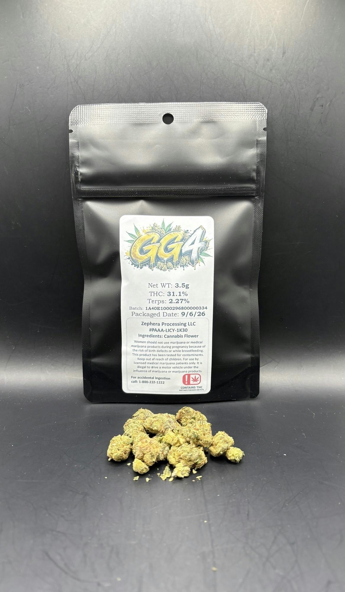 Zephera | GG4 (Smalls) | THC: 31.1% TERPS: 2.27% (Tax Included)