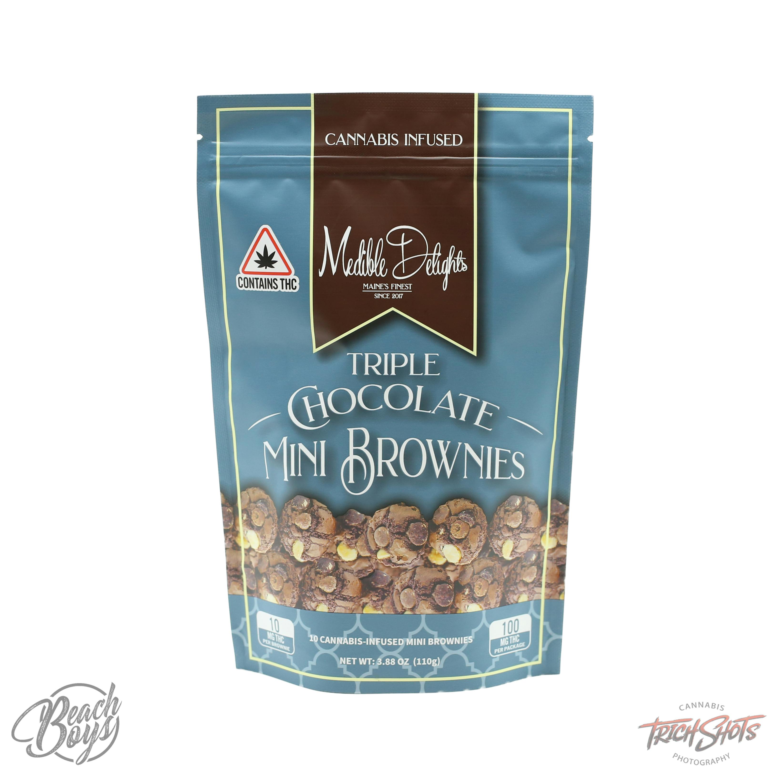 Triple Chocolate Mini Brownies 100mg THC by Medible Delights