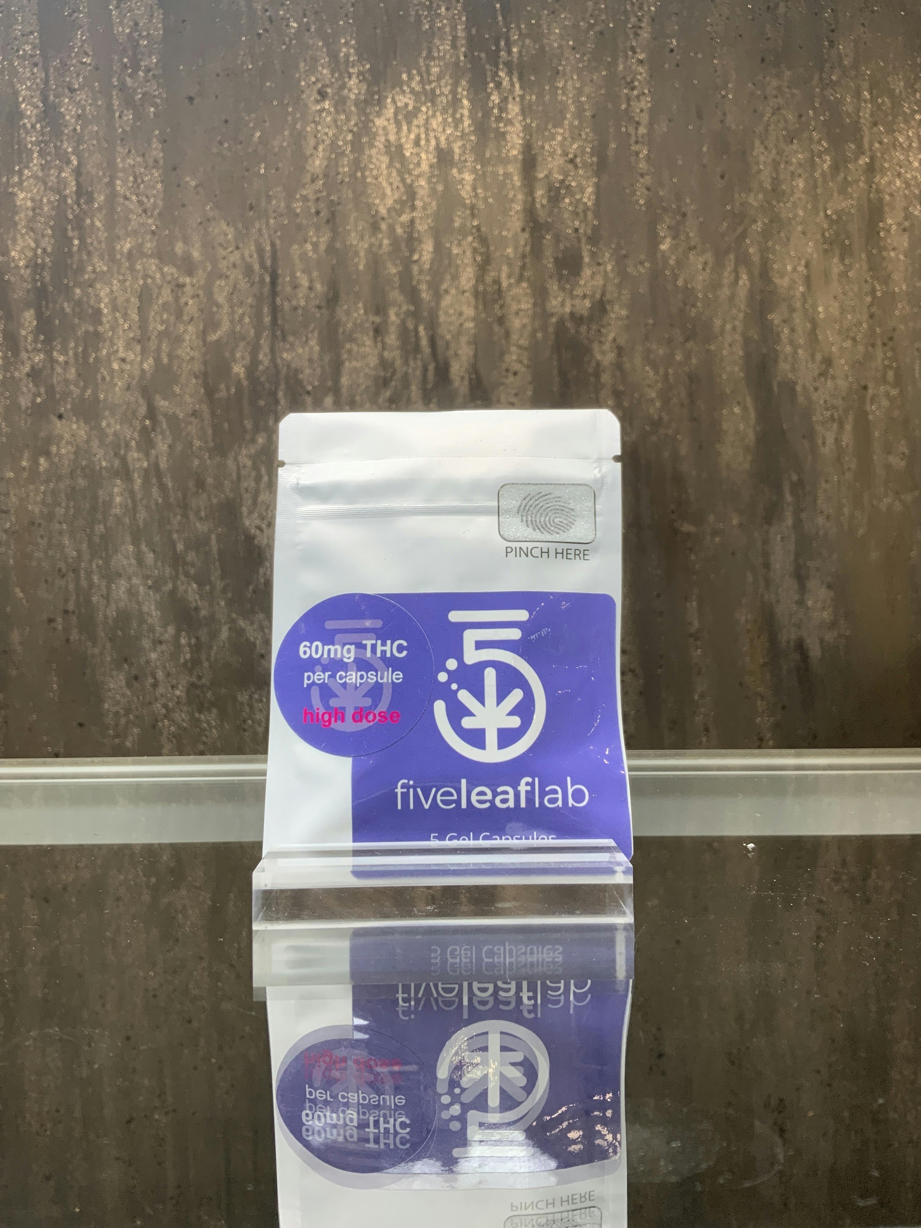 5 Leaf Lab High Dose Gel Caps -60MG - 5pack