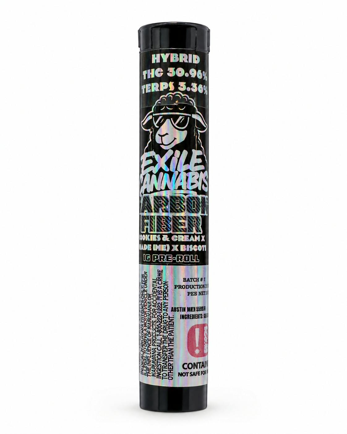 EXILE 1G FLOWER PREROLL - CARBON FIBER