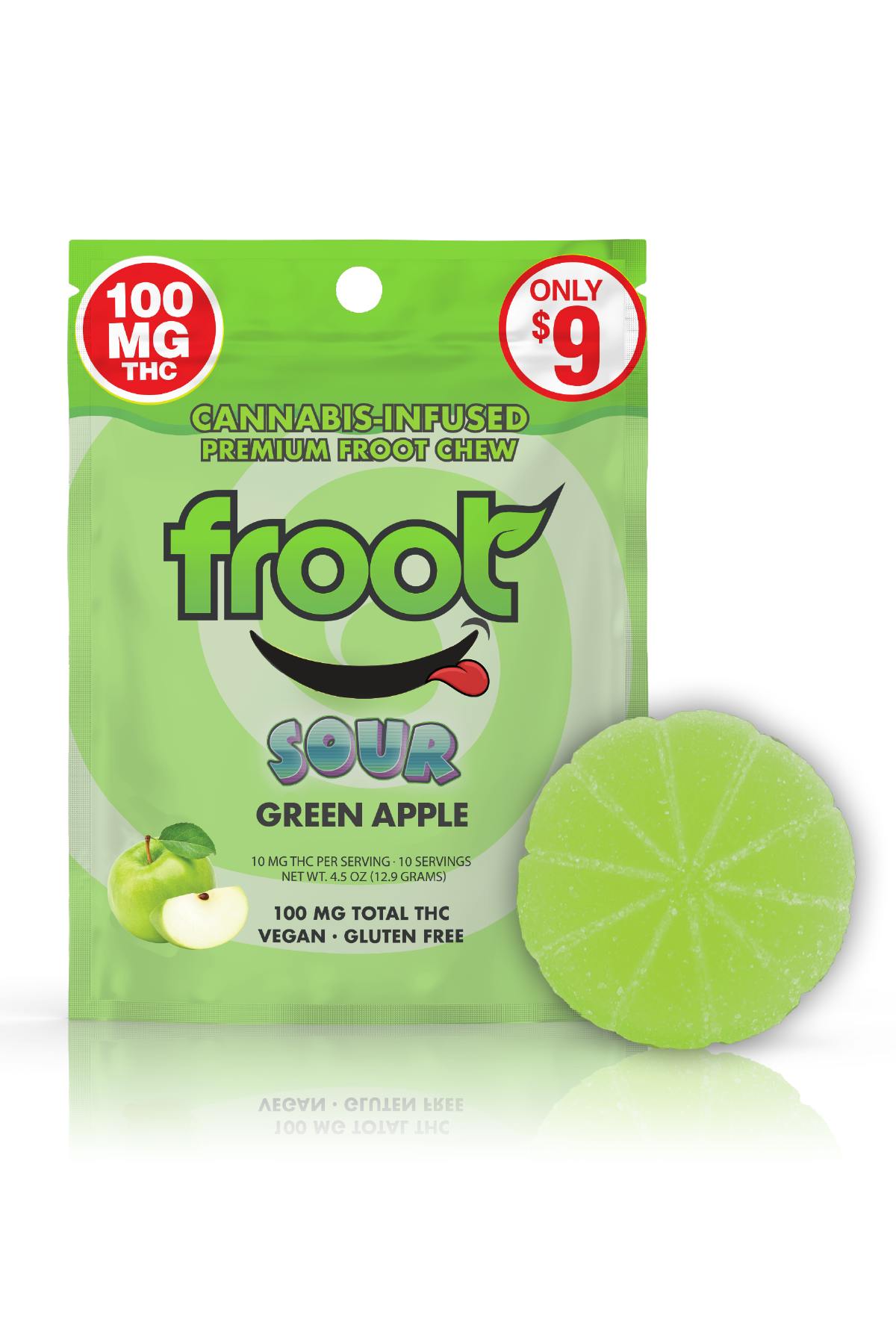 Froot Sour Green Apple Gummy - 100mg Single Cut-to-dose