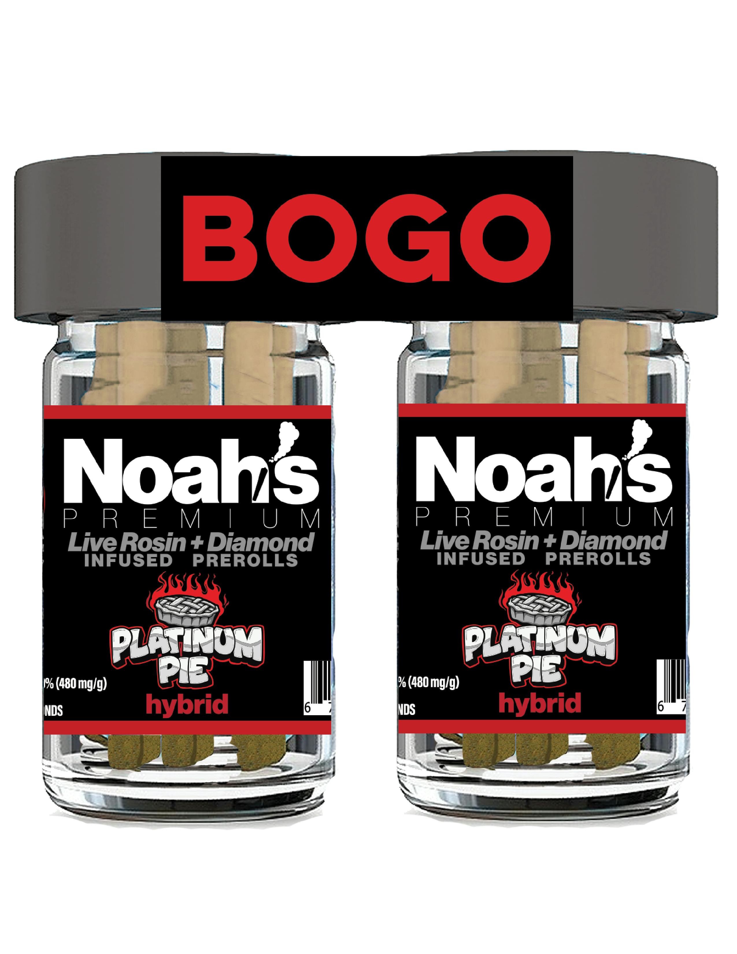 Noah's Premium Hybrid BOGO (2) 5-packs PLATINUM PIE Live Rosin + Diamond Infused HIGH THC%