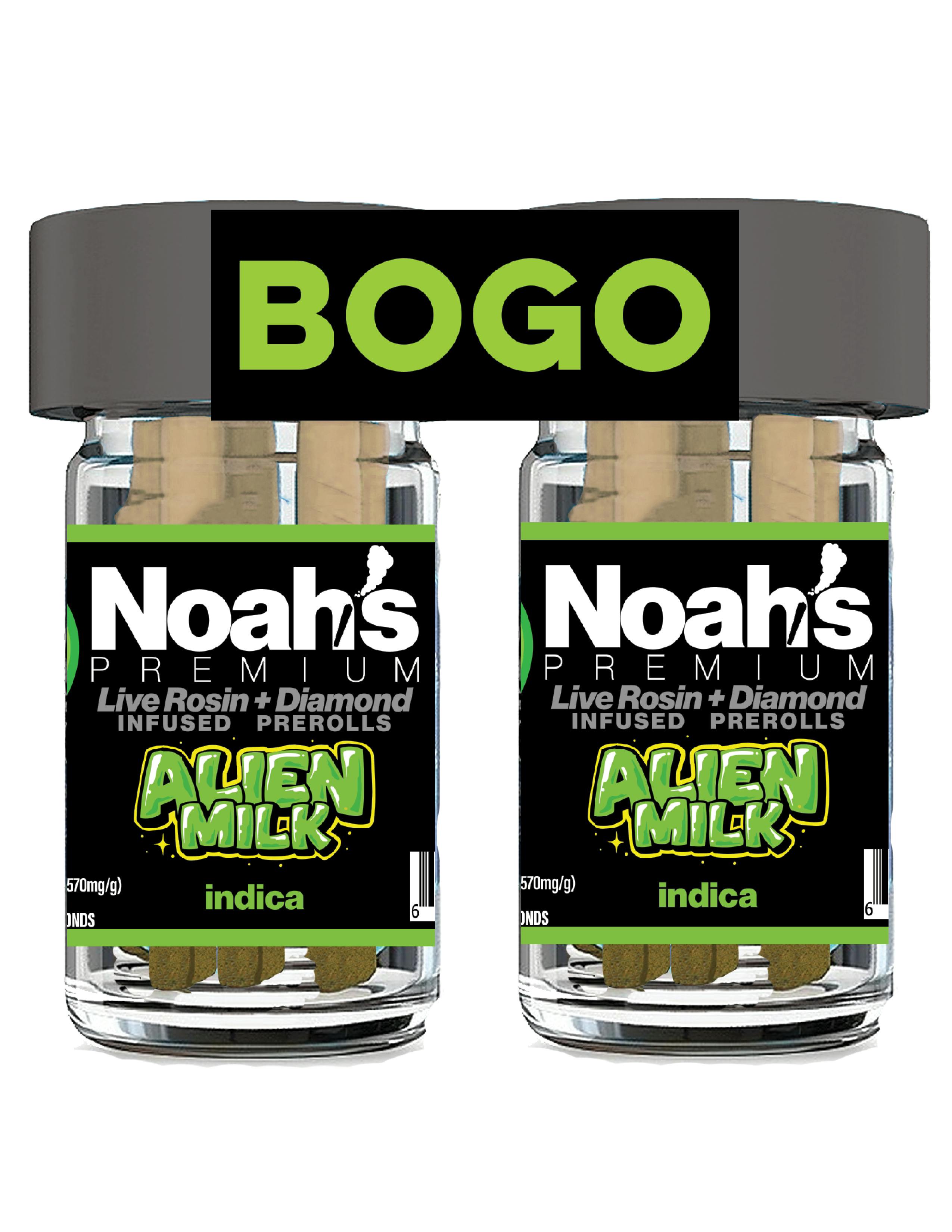 Noah's Premium Indica BOGO (2) 5-packs ALIEN MILK Live Rosin + Diamond Infused HIGH THC%