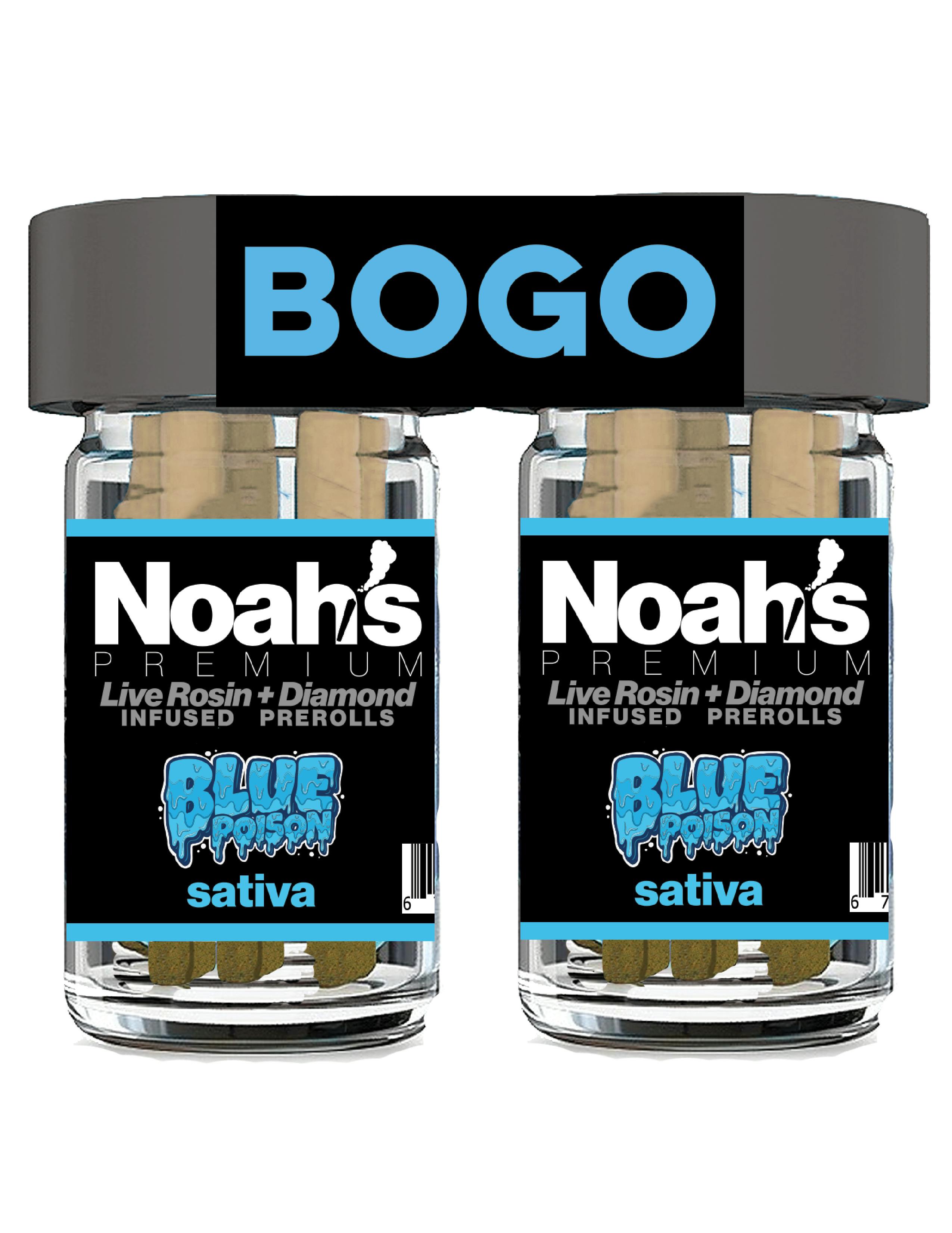 Noah's Premium Sativa BOGO (2) 5-packs BLUE POISON Live Rosin + Diamond Infused HIGH THC%