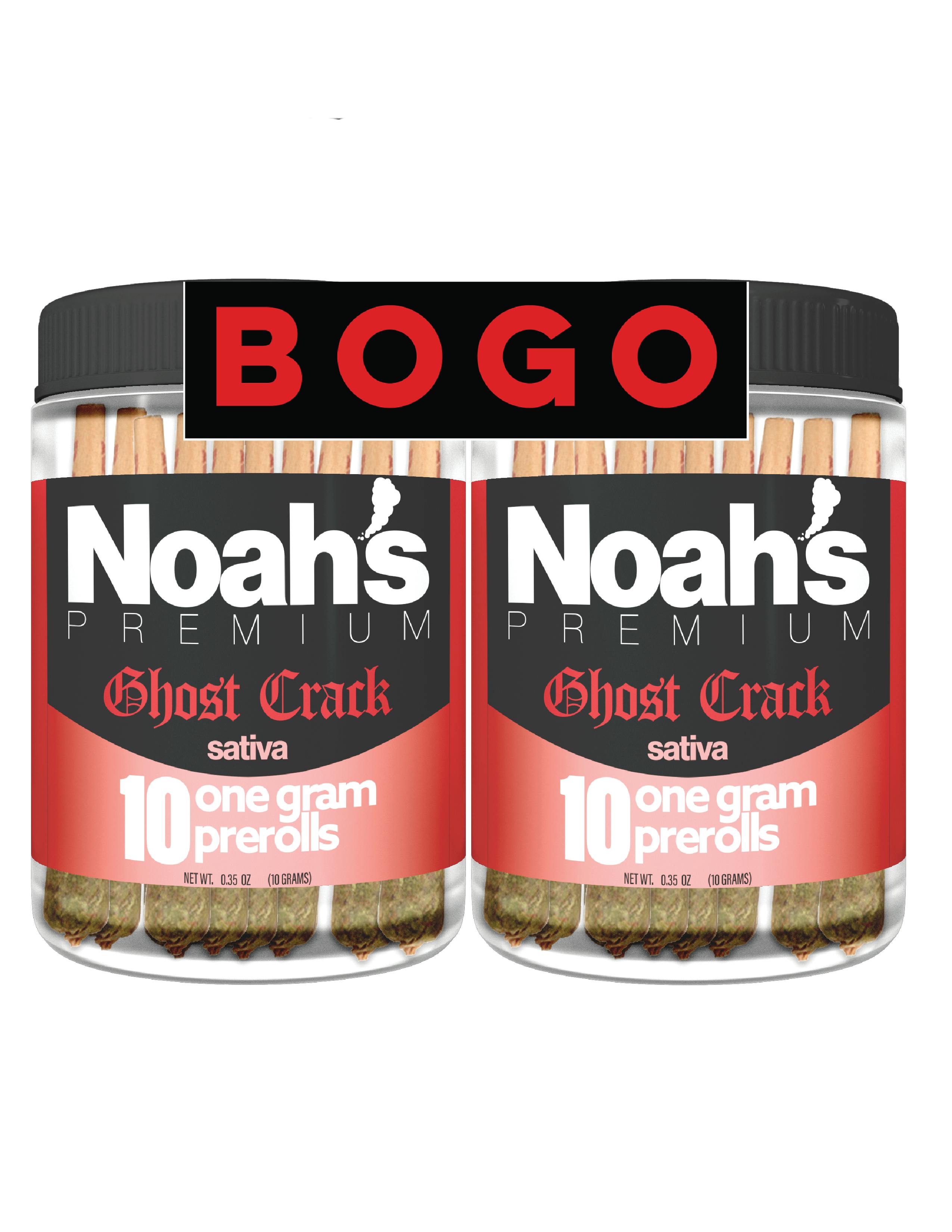 Noah's Premium Sativa BOGO 10-pack GHOST CRACK Indoor (20) 1-Gram Prerolls - 20 Grams Total