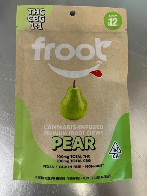 Froot Pear 1:1 CBG:THC Gummies - 100mg CBG: 100mg THC