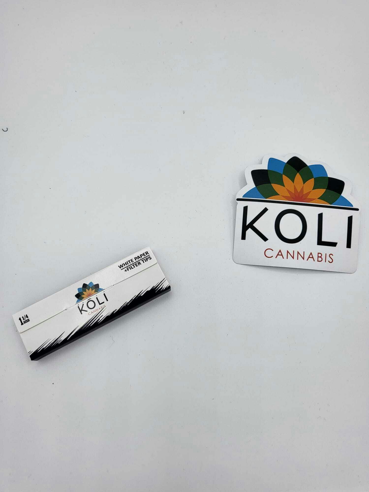 Koli Branded Rolling Papers | 50 Leaves + 50 Tips | 1-1/4 Size | Accessorie