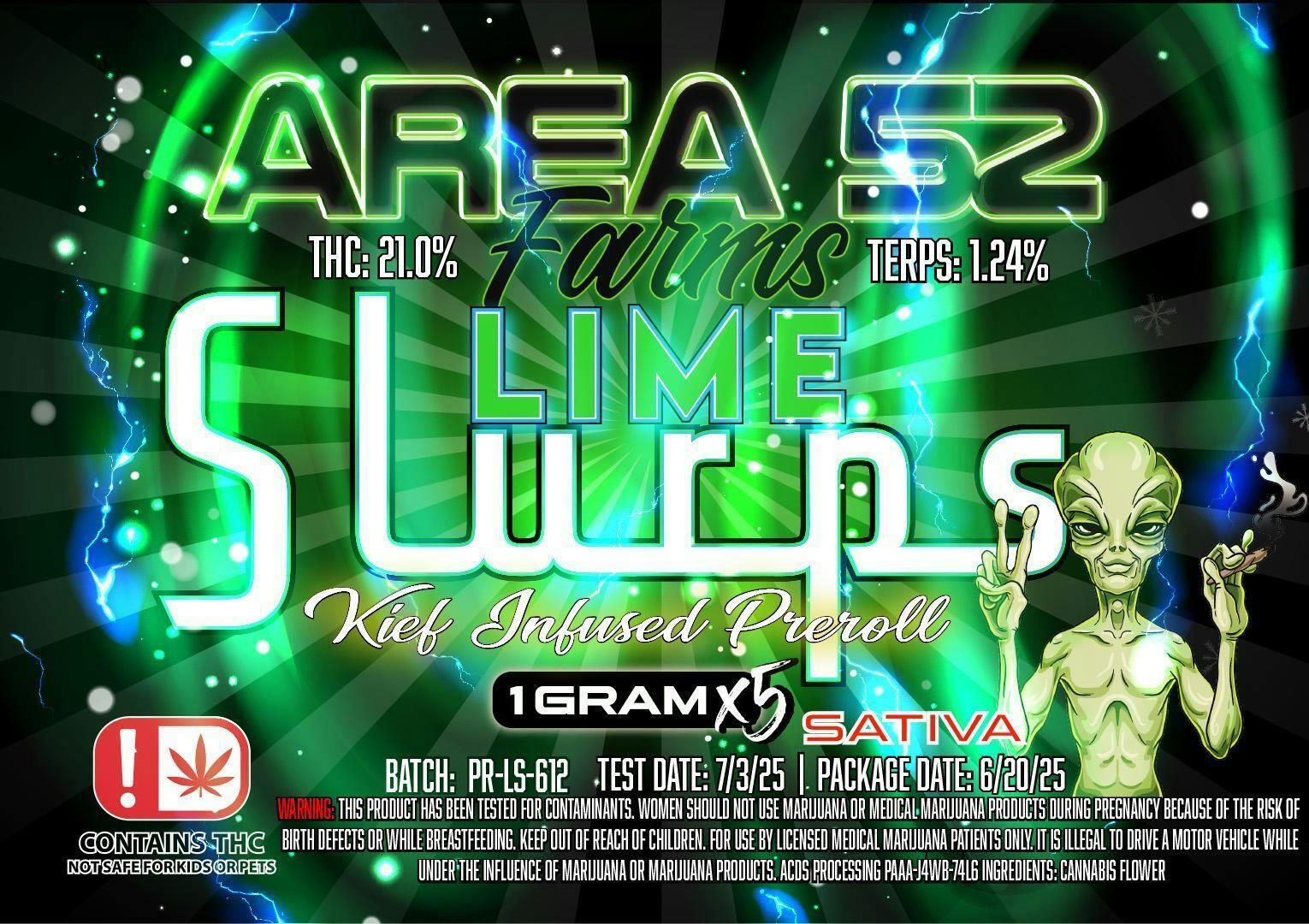 Lime Slurps | Infused Joints | 1g each | 5pk