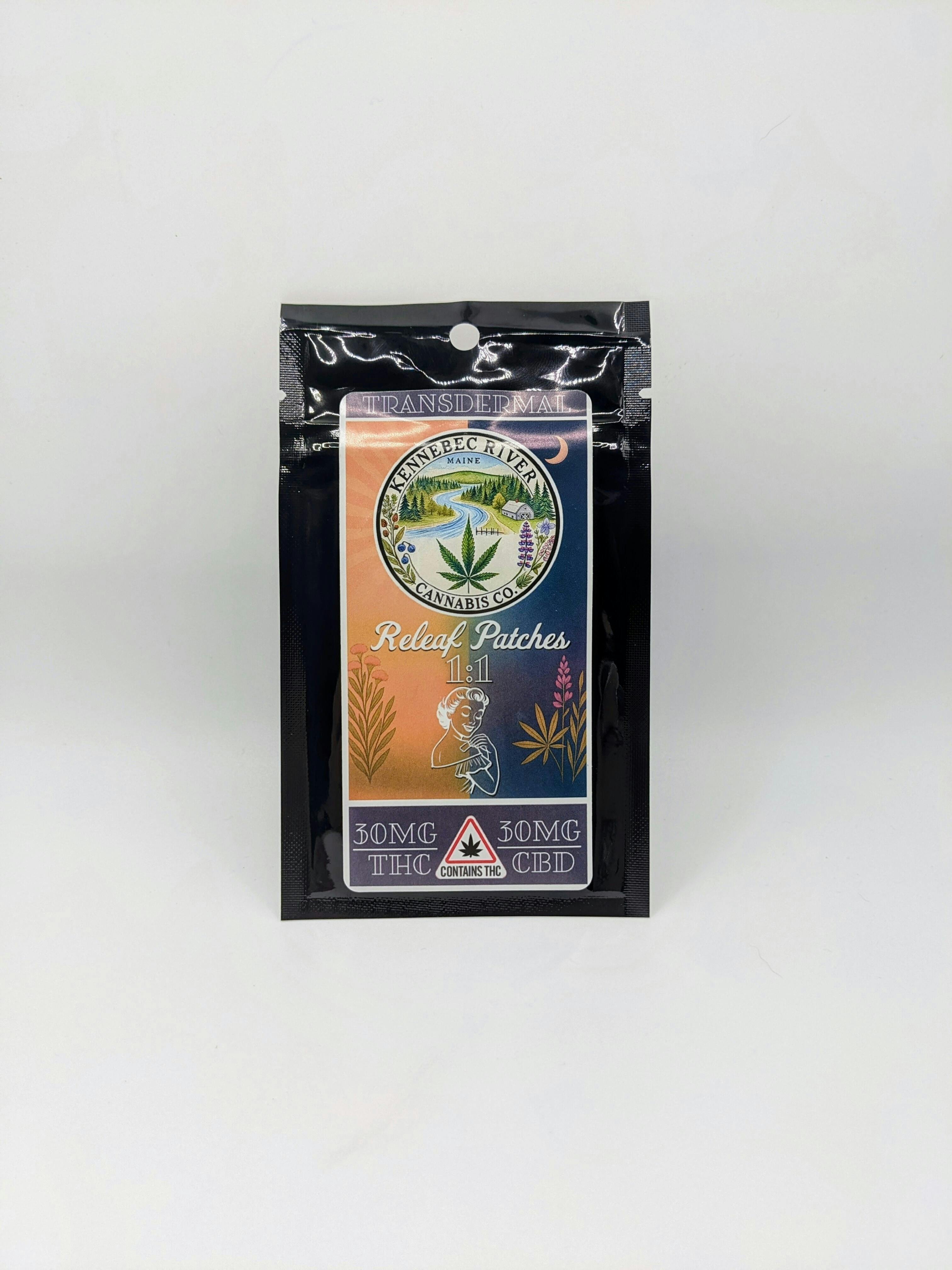 Transdermal Releaf Patches 1:1 30mg THC x 30mg CBD by Kennebec River Cannabis Co. at Southern Maine Apothecary: Kittery Medical Cannabis