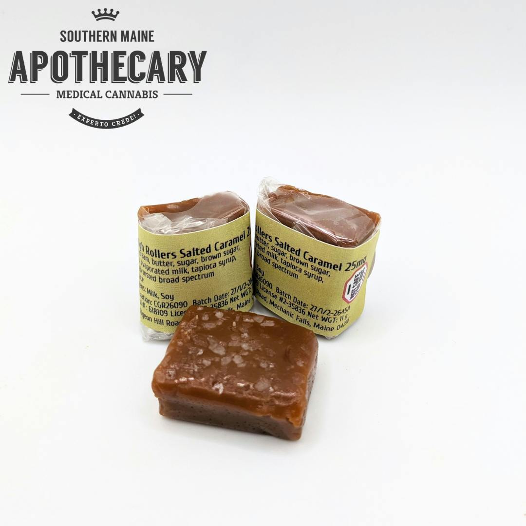 High Roller's Salted Caramel 25mg at Southern Maine Apothecary: Kittery Medical Cannabis