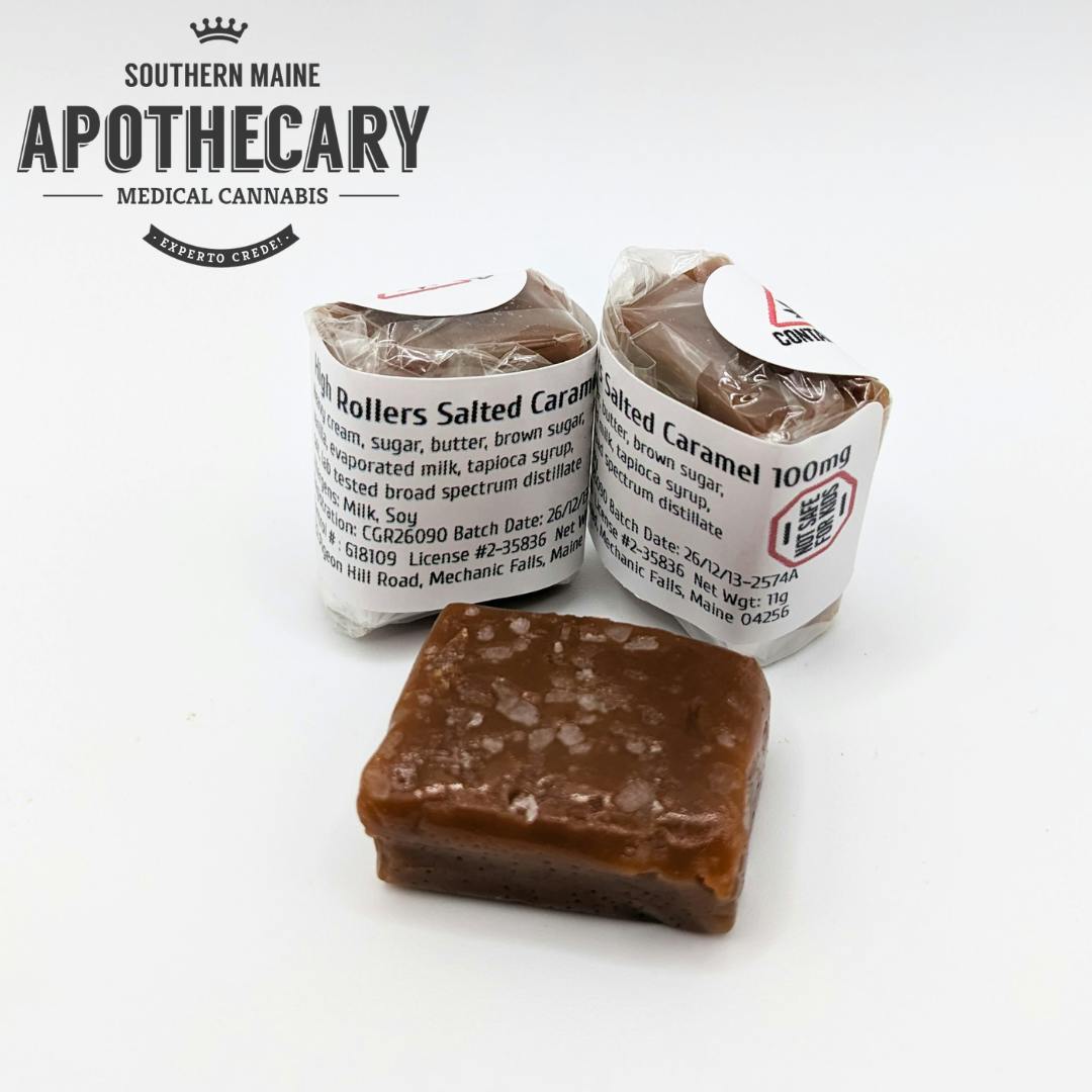 High Roller's Salted Caramel 100mg at Southern Maine Apothecary: Kittery Medical Cannabis