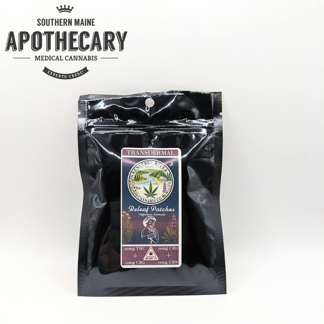 7 Pack Transdermal Releaf Patches Night 30mg THC x 30mg CBG by Kennebec River Cannabis Co.