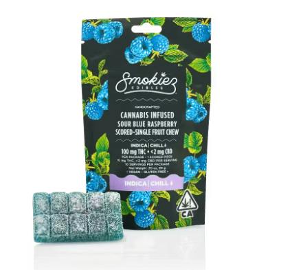 Smokiez Edibles (100mg) (Mini Scored Single Piece) - Sour Blue Raspberry (I)