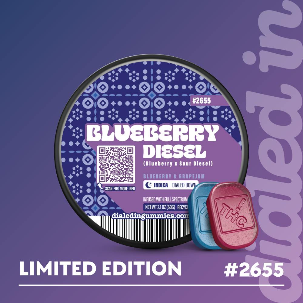 Dialed In Gummies- Blueberry Diesel (I) cannabis product