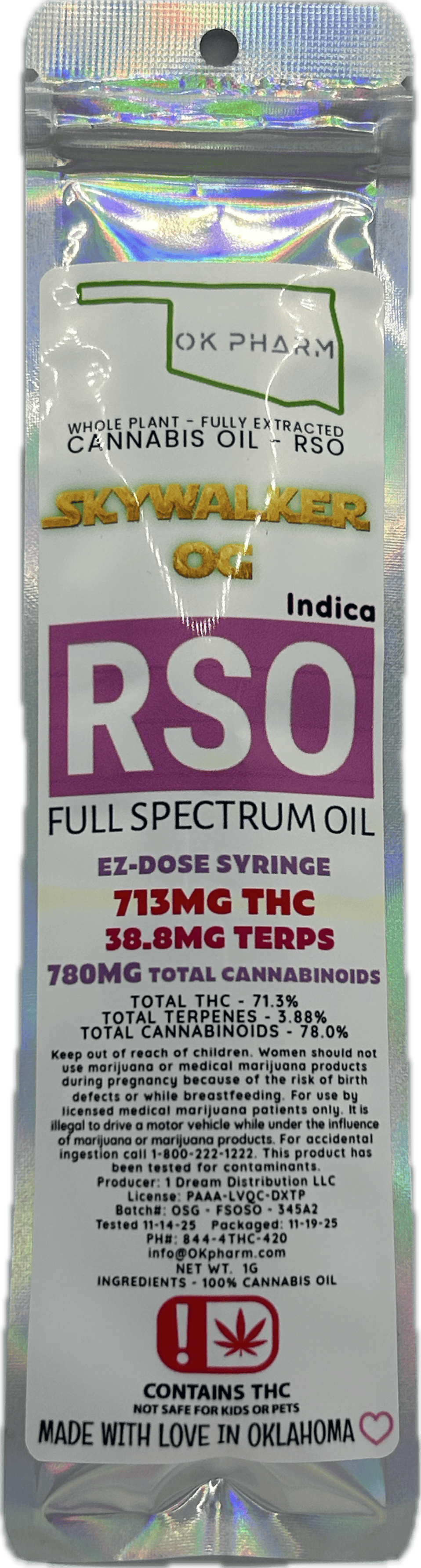OK Pharm Runtz Indica RSO Syringe 1g by OK Pharm