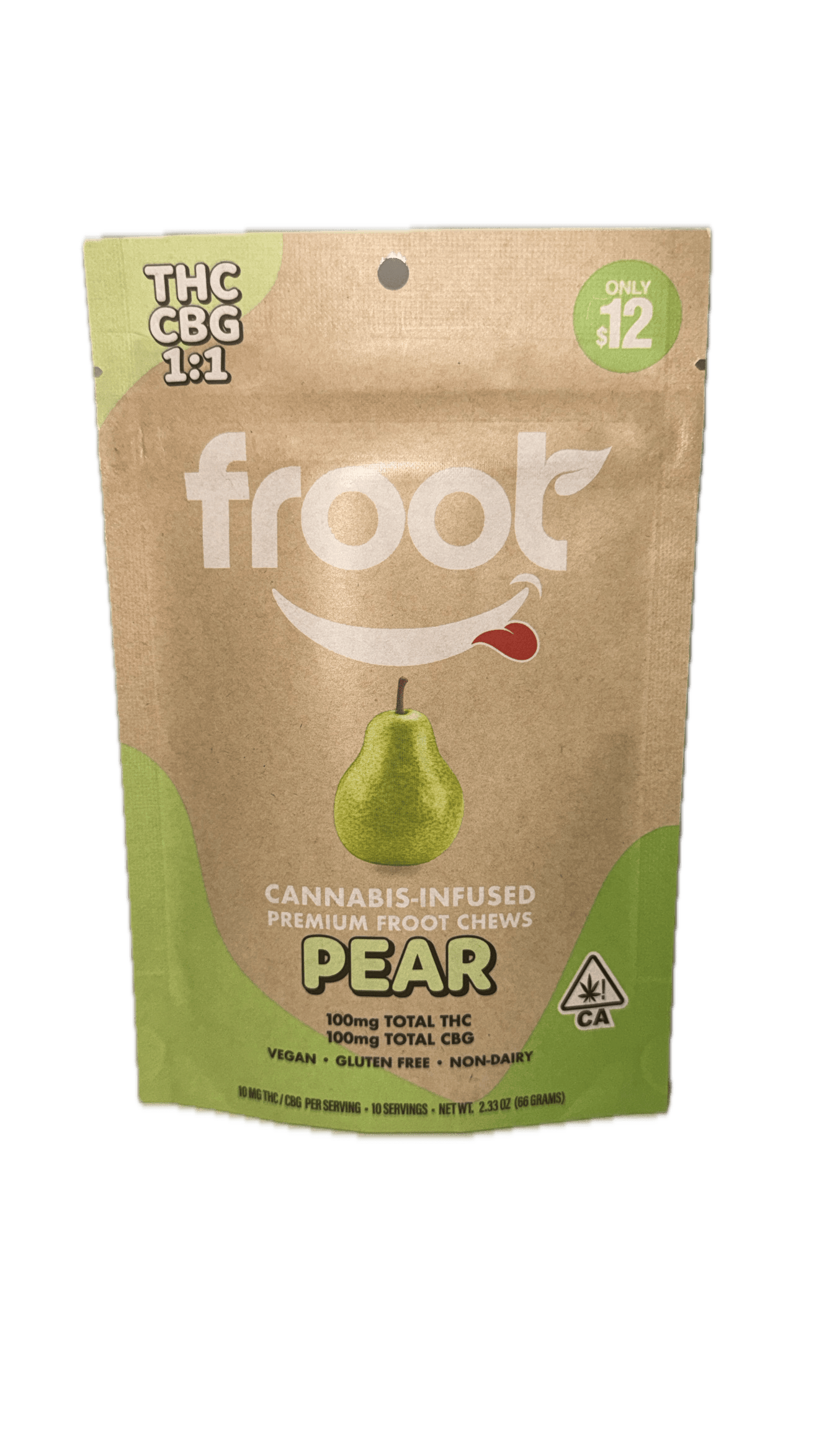 Froot Pear 1:1 CBG:THC Gummies - 100mg CBG: 100mg THC