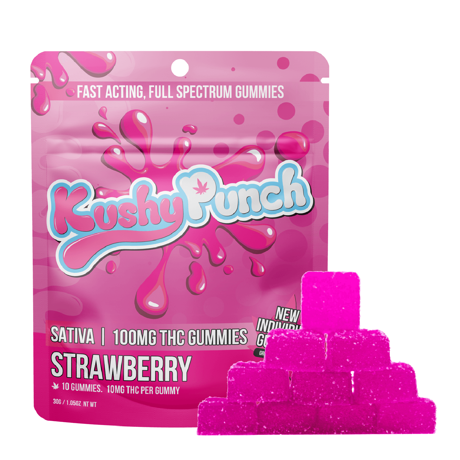 Strawberry Individual Gummies | 100mg | 10ct | 10mg/ea