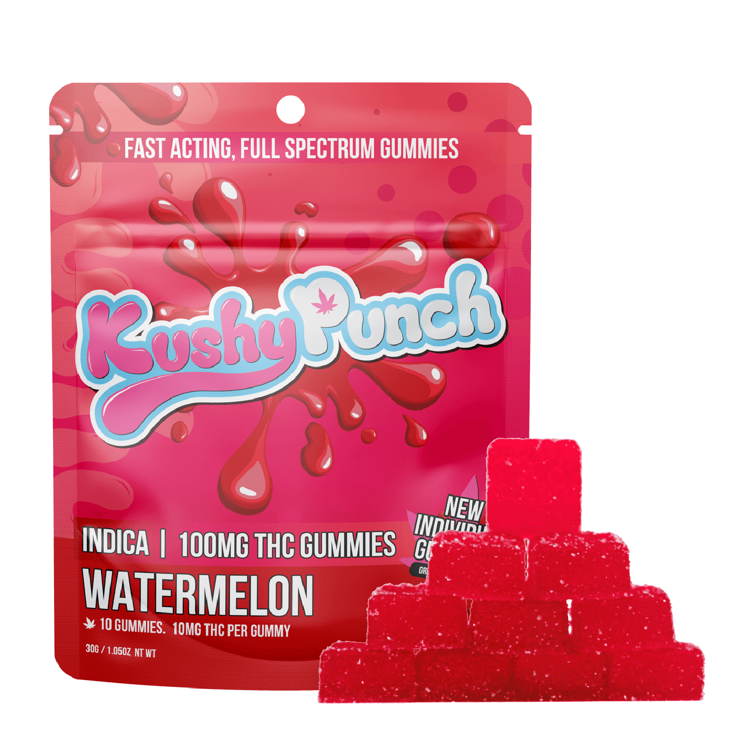 Watermelon Individual Gummies | 100mg | 10ct | 10mg/ea