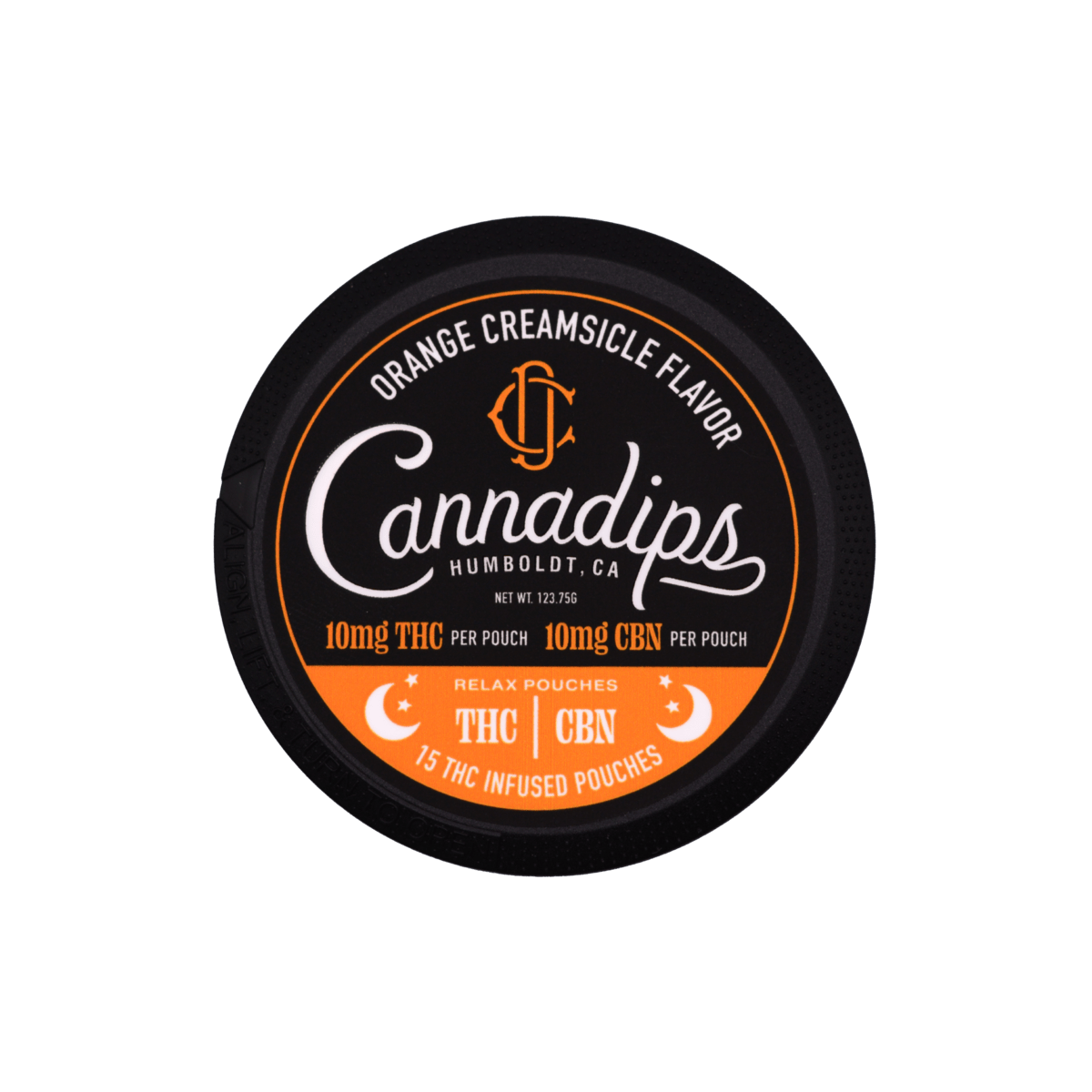 Cannadips | Orange Creamsicle THC:CBN Pouches | 150mg | 15ct | 10mg/ea