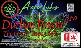 Aero Labs - 1g Full Flower Pre roll - Durban Poison - Sativa