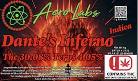 Aero Labs - 1g Full Flower Pre roll - Dante’s Inferno - Indica