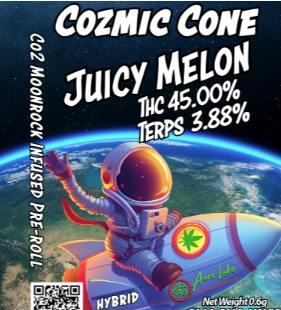 Aero Labs - Cozmic Cone .6g Infused Preroll - Juicy Melon - Hybrid