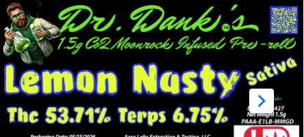 Aero Labs - Dr. Danks 1.5g co2 infused preroll - Lemon Nasty - Sativa