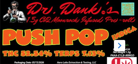 Aero Labs - Dr. Danks 1.5g co2 infused preroll - Push Pop - Indica