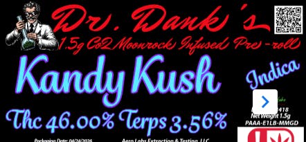Aero Labs - Dr. Danks - 1.5g co2 infused preroll - Kandy Kush - Indica