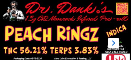 Aero Labs - Dr. Danks 1.5g co2 infused preroll - Peach Rings - Indica