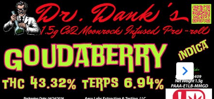 Aero Labs - Dr. Danks 1.5g co2 infused preroll - Goudaberry - Indica