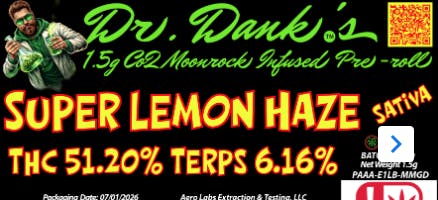 Aero Labs - Dr. Dank’s 1.5g co2 infused preroll - Super Lemon Haze - Sativa