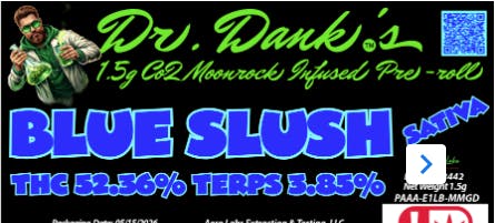 Aero Labs - Dr. Danks 1.5g co2 infused preroll - Blue Slush - Sativa