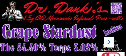 Aero Labs - Dr. Danks 1.5g co2 infused preroll - Grape Stardust - Indica