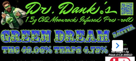 Aero Labs - Dr Danks 1.5g co2 infused preroll - Green Dream - Sativa