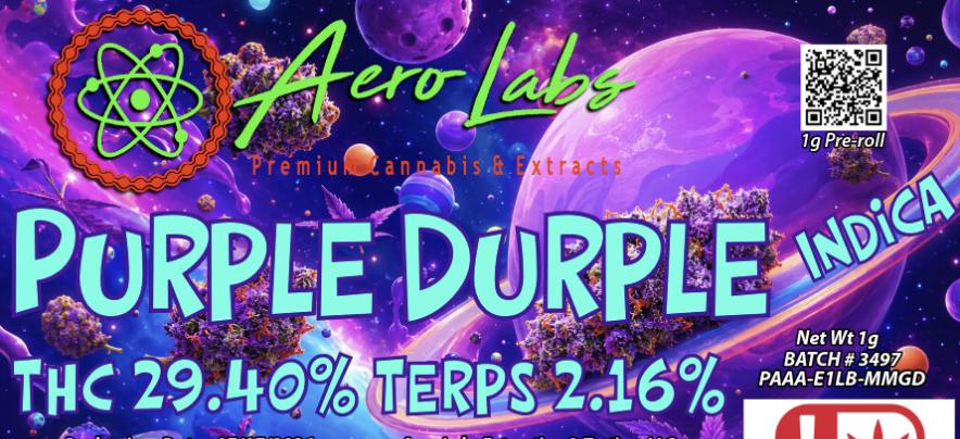 Aero Labs - 1g Full flower preroll - Purple Durple - Indica